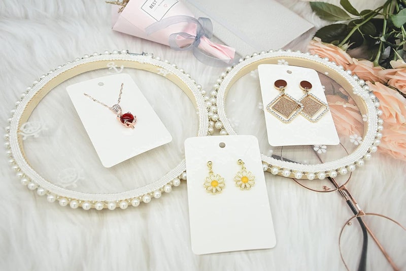 Twavang White Earring Display Cards with 100Pcs Earring Holder Cards, 200 Pcs Ear Backs and 100Pcs Jewelry Packaging Bags for Necklace Jewelry Display (3.5" x 2.3" Inches) - Image 5